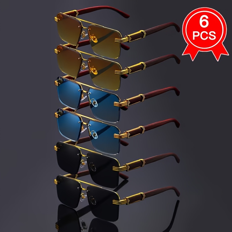Lighting Decor Woodbridge - 6‑Pack Vintage Rimless Single‑Bridge Eyeglasses, Ultra‑Light