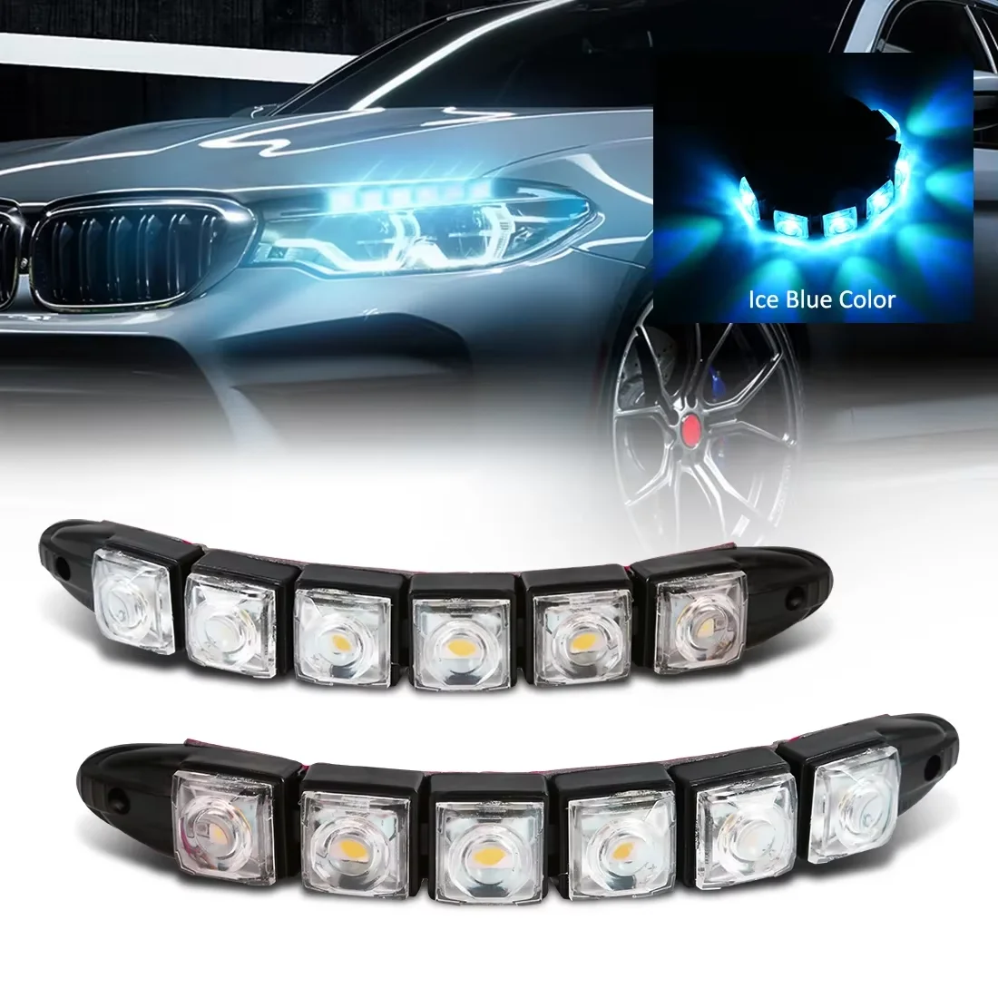 2PCS LED Waterproof DRL Light  - Lighting Bolt Decor ulasan dan harga